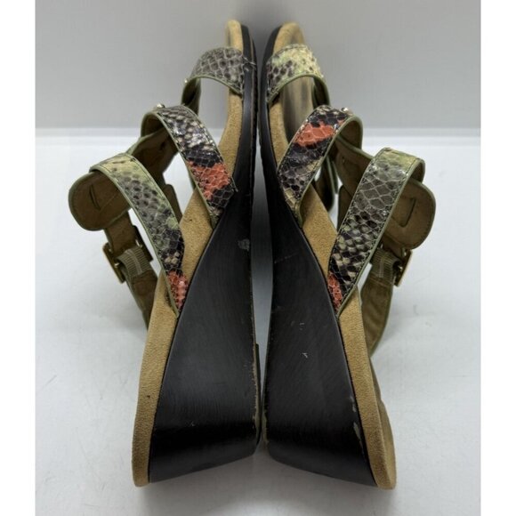 Vionic Radia Orthoic Mint Green Coral Snake Print Wedge Sandal Sz 8 Triple Strap - Picture 4 of 7